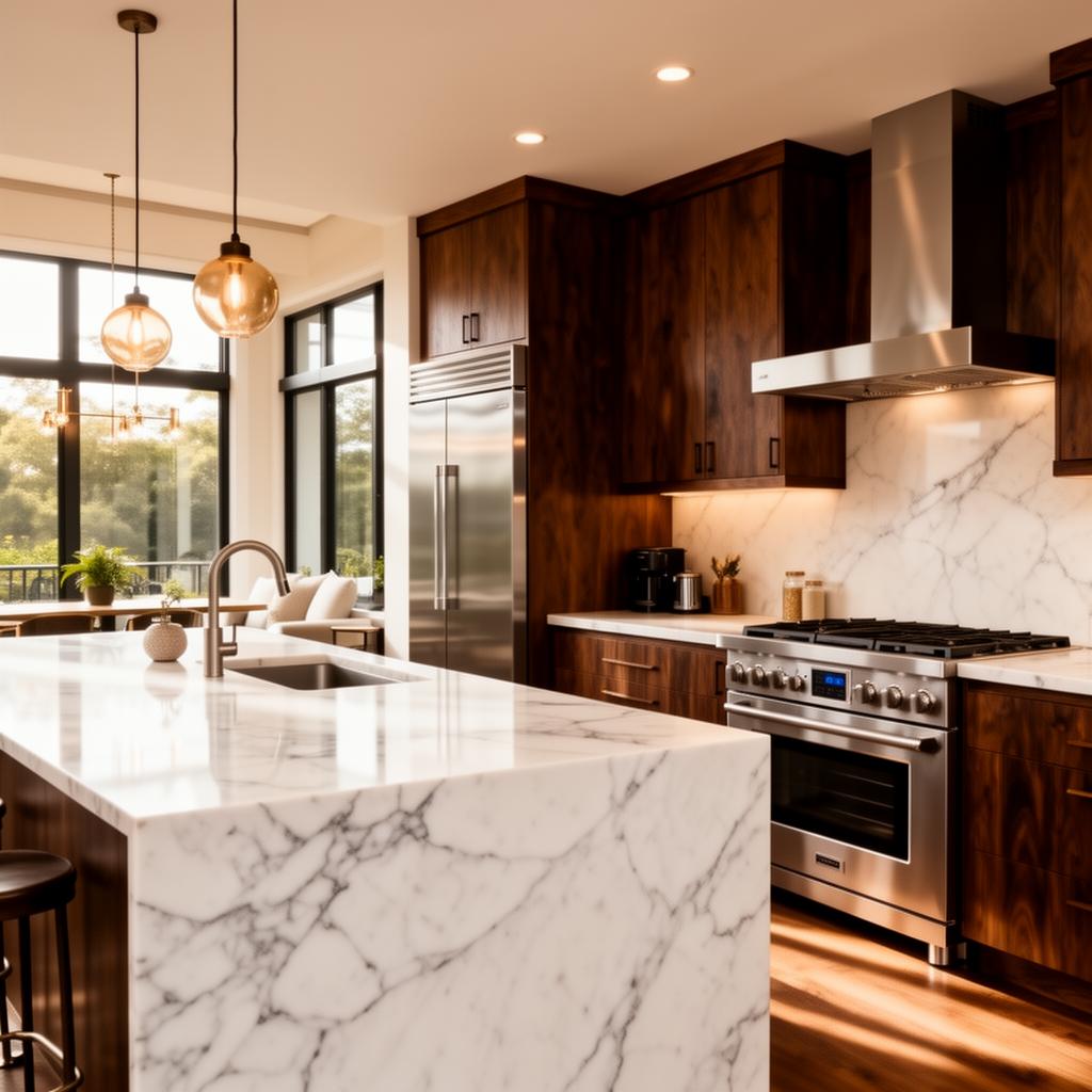 Kitchen with existing countertops before visualization